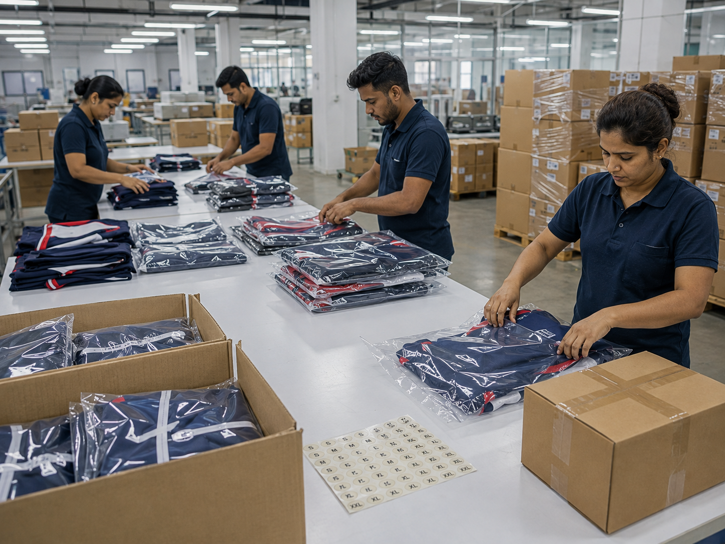 Sportswear packing and international dispatch